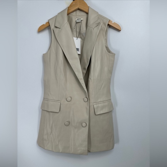JASON WU Double Breasted Faux Leather Vest Top Sz XS $310 Flaws - Picture 1 of 6